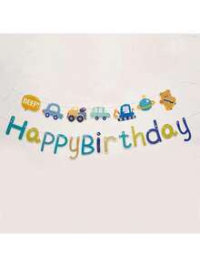 2 包汽车熊男孩生日派对装饰英文烫印彩旗美人鱼主题生日快乐横幅 - 美人鱼主题横幅，用于儿童生日派对装饰纸花环装饰，生日快乐横幅和悬挂漩涡，适合女孩和男孩、迎婴派对、海底派对用品 - 彩色 - 查看 3