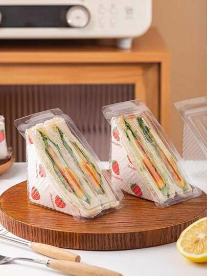 Transparent Triangular Sandwich Packaging Boxes, Takeaway Sandwich Containers