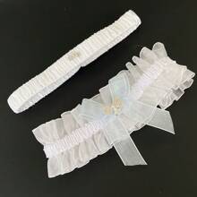 1 set de jarretière de mariage avec nœud en ruban bleu, jarretière d'amour de mariée, décoration de jambe, cadeau de mariage, convient pour n'importe quel mariage