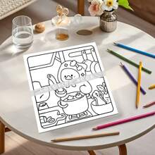 1pc, 24-Page Deluxe "Adorable Duck's Daily Life" Coloring Book, Cover In Pearlescent Paper, Inner Pages In Thicker Paper, To Relax The Mind And Unleash Creativity, Suitable For Back To School, Birthday, Thanksgiving, Easter, Christmas