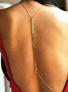 1pc Sexy Women's Lingerie Accessory Elegant Gold-Color Body Chain Necklace - Vintage Style Zinc Alloy, Suitable For Daily Wear And Parties, All-Season Statement Piece, Daily Wear Jewelry | Vintage Necklace | Fashionable Metallic Luster - Multicolor - View 5