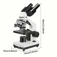 Microscopio biológico óptico compuesto binocular, lente objetivo mejorada de 4, con aumento de 40X-2500X, con iluminación LED superior e inferior mejoradas, incluye oculares gran angular duales y kit de observación, con base de metal para experimentos