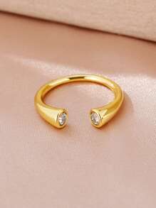1 件时尚个性化简约精致锆石开口戒指，小众设计