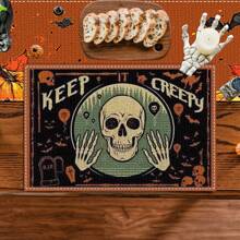 Set de 4/6/12 manteles individuales - Diseño de calabaza de horror, bruja y murciélago - Manteles individuales impresos creativos, resistentes al calor, decoración de mesa de cocina y comedor para Halloween, decoración de habitación, ajuste de mesa para fiestas festivas, aumenta el ambiente festivo