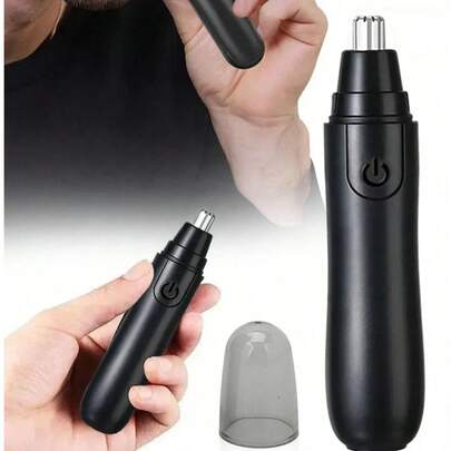 Electric Nose & Ear Hair Trimmer, Stainless Steel Dual-Blade, Painless Portable Battery-Operated Depilator