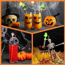 2/3/6 包万圣节幽灵硅胶吸管盖，10 毫米/0.4 英寸夜光可爱设计吸管盖，适用于 20、30 和 40 盎司玻璃杯 - 有趣