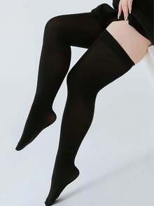 3 Pairs Thigh High Socks For Plus Size Girls, Slimming And Shaping Compression Socks, Y2k, Cozy - Multicolor - View 4