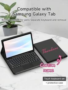 Funda protectora personalizada con teclado táctil compatible con Samsung Galaxy Tab S6 Lite de 10.4 pulgadas, iPad Air de 11 pulgadas (M2) - 2024/iPad de 10.2 pulgadas, teclado desmontable con panel táctil, equipado con soporte de visualización múltiple, ranura para lápiz incorporada en la funda protectora, el teclado admite uso dividido - Multicolor - Ver 10