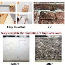 10PCS 3D Wall Panels Peel And Stick Foam 3D Brick Wallpaper Peel And Stick Red Faux Stone Wall Panel Self-Adhesive Wallpaper (10PCS, Red),6425400 - Redwood - View 8