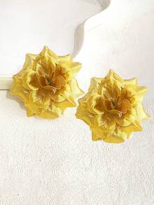 2pcs Women's Golden Rose & Orchid Flower Hair Clips, Suitable For Holiday, Daily, And Party Occasions, Hair Slide, Hair Barrettes