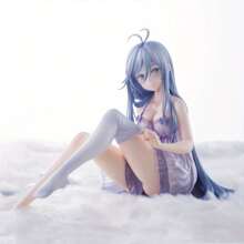 Affascinante statua di ragazza anime in PVC blu - perfetta per decorare la scrivania e come collezione. Idea regalo ideale per le feste.