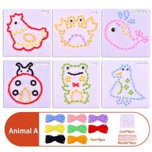 蒙特梭利无纺布穿绳玩具，适合初学者儿童，包含缝纫工艺套装、精细动作技能训练板、感官教育学前玩具，也是送给男孩女孩的绝佳生日礼物。 - 不織手縫 - 查看 12