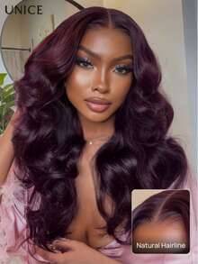 Hair Black Cherry Loose Wave Human Hair With Face Framing Bangs 7x5 Bye-Bye Knots™ & 13x4 Pre-Everything™ Pre Cut Lace Front Glueless Wig With Invisi Drawstring Wig Lace Fit Better Bleached Invisible Knots Put On And Go Glueless Wig Human Hair Pre Plucked Wigs 180% Density - Trendy Color - View 3