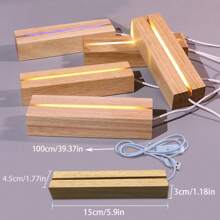 1pc Modern USB Powered Wooden LED Night Light, DIY Decor Light, Romantic Wooden LED Light, Wooden Light Base, Small Nightlight, USB Lamp, Bedside Lamp, Ornament Light, Novelty Light, Art Decor Light, Crystal/Glass Decor Light (Only Selling Illuminating Base). Suitable For Glass Art And Resin Decor, Birthdays, Parties, Holiday Decoration. With Switch, 5V, 1A