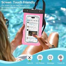 [2 Pieces Completely Waterproof] Mobile Phone Waterproof Case IPX8 Grade 10.5*21.5cm. Suitable For Mobile Phones Under 6.5 Inches. Applicable To Swimming Pools/Beaches/Hot Springs. Supports Underwater Shooting. Face Recognition. - 2 miếng - Xem 3