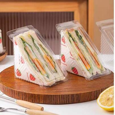 Transparent Triangular Sandwich Packaging Boxes, Takeaway Sandwich Containers