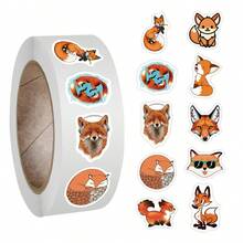 500pcs Fox Animal Stickers Roll Vinyl Stickers Scrapbook, Journaling, Laptop, Bumper, Skateboard, Water Bottles, Computer, Phone, Cartoon Anime - Multicolor - View 1