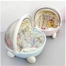 Portable Toy Storage Box, Round Cradle & Mattress. Breathable Mesh Design, Compatible With Labubu. Suitable For Storage, Travel And Storage. Compact And Securely Sealed Perfect Gift - Doll Display Stand