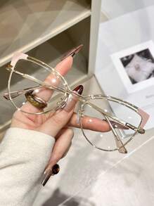 1pc Women Fashion Anti Light Blue Cat Eye Glasses Frame Retro Luxury Optical Computer Eyeglasses Clear Glasses Accessories