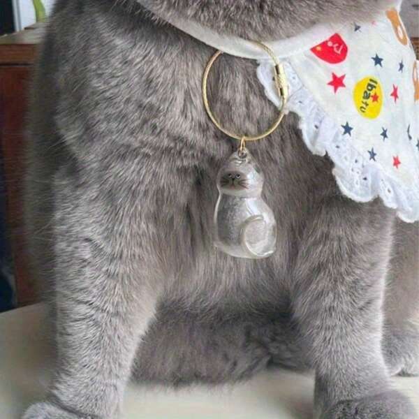 Transparent Cat Fur Souvenir Capsule - Cute Cat Shaped Commemorative Container, Sealed Pet Fur Storage, DIY Commemorative Pendant For Cat Lovers, Heartwarming Design, Simple Display, Transparent Material, Emotional Shopper