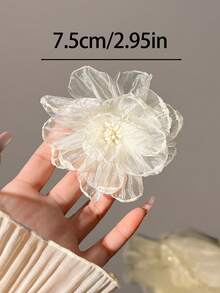 2个/1个 女士白色/粉色渐变2.95英寸仿真花发夹，时尚、优雅、简约、纯色，适合日常、休闲、派对、通勤、海滩、发髻、马尾辫、洗脸、化妆、穿搭、爪夹、发夹、发爪、度假装扮、可爱配饰、发饰、情人节配饰、头部配饰、春季、发卡 - 彩色 - 查看 3