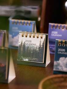 Mini 2026 Desk Calendar, Creative Landscape Calendar, Student Note Desktop Ornaments, Suitable For Home, School Season, Back To School Rewards, Etc.