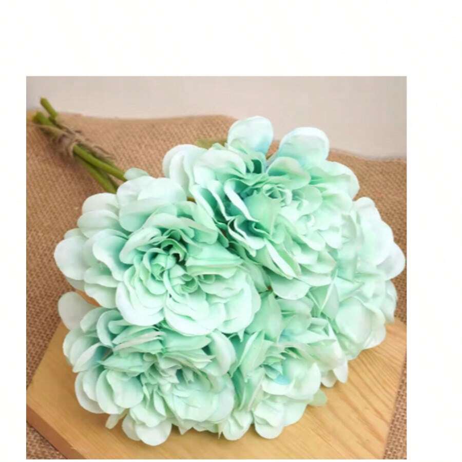 5pcs Beautiful Artificial Peony Flowers High Quality White Bouquet Wedding Home Table Decor Fake Flowers Christmas Arrangement - 綠色 - 查看 1