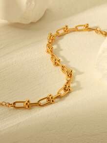 Set de 3 piezas con cadena en forma de U inspirada en la moda de joyería lujosa geométrica, que incluye collar, pulsera y aretes, adecuado para adolescentes/adultos jóvenes, uso diario, vacaciones, viajes, fiestas, como regalo