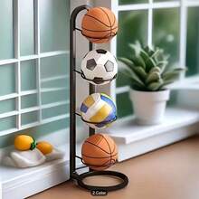 1 Stück 2/5 stöckiges Innen- und Außen Sportball Ausstellungsregal, für Fußball, Volleyball und Basketball, Aufbewahrungsorganizer Regal für Wohnzimmer, Garage, Schlafzimmer, Basketballhalter - Verschiedenfarbig - Übersicht 4