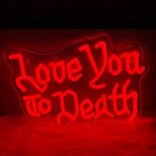 哥特式霓虹灯，你喜欢恐怖电影吗/给我/我会和你一起腐烂/爱你到死/永远不要相信生活/直到我们变成鬼魂/欢迎来到黑暗面霓虹灯，万圣节哥特式红色LED霓虹灯，羔羊恶魔霓虹灯用于墙面装饰