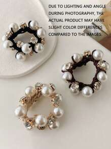1Pc Elegant Faux Pearl Rope Female Simple Temperament Hair Rope Korean Online Celebrity Elastic Hair Tie Ponytail Headdress Holster. Hair Ties Ponytail Holders Hair Elastics Hair Rubber Bands Scrunchies Elastic Hair Tie, Hair Bobbles