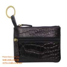 Genuine Leather RFID Coin Purse Wallet For Women - Black Crocodile Pattern
