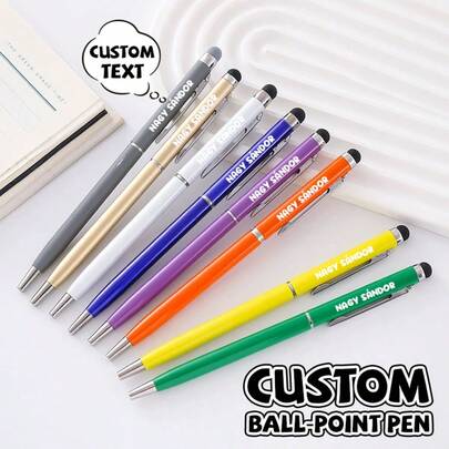 50pcs/Set Customized Metal Capacitive Stylus Pen, Metal Ballpoint Pen, Metal Touch Pen, Minimalist Ballpoint Pen, Suitable For School, Students, Nurse Notes, Whiteboard, Office Supplies, Holiday Gifts