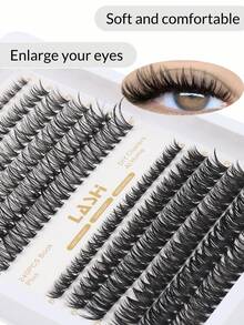 240 簇 30D+60D 豪华混合睫毛书 - 0.07 毫米厚度，D 形卷曲，8 毫米+10 毫米+12 毫米+14 毫米+16 毫米长度，天然俄罗斯睫毛，可重复使用和超薄肩带，打造惊艳外观，适合在各种场合佩戴，女友礼物