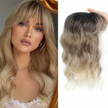 MHair Toppers For Women With Thinning 16 Inch Toppers Hair Pieces For Women French Clip In Bangs 360° 3D RT6613A Bangs 7001 - 深棕色至米色 - 查看 1