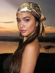 1pc Women New Boho Paisley Printed Bandana, Fashion Scarf/Shawl For Sun Protection, Daily And Vacation Wear, Spring/Summer Fashion Hair Accessories Boho Hair Bands Fall Winter Headbands For Women - Coffee Brown - View 1