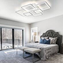 Modern 6-Panel LED Ceiling Light With Remote – Stepless Dimming Flush Mount, Large Square Design For Living Room & Bedroom - HY-PL0103-6H-WT - 查看 8