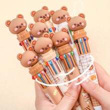 10 Pcs Cartoon Push-Button Ball Point Pens, Multicolor Student Supplies Stationery Pens For Bullet Journaling And Doodling,School Supplies,Back To School