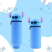 Disney 1 pièce Nouvelle étui à crayons en silicone Stitch, porte-crayon pliable mignon de bande dessinée, sac de rangement de papeterie pour étudiant, cadeau pour enfants, meilleure papeterie scolaire et cadeaux scolaires. (La photo est trop explosive et la couleur du produit est légèrement déviée, ne la prenez pas si cela vous dérange), pour les fournitures scolaires, la rentrée des classes