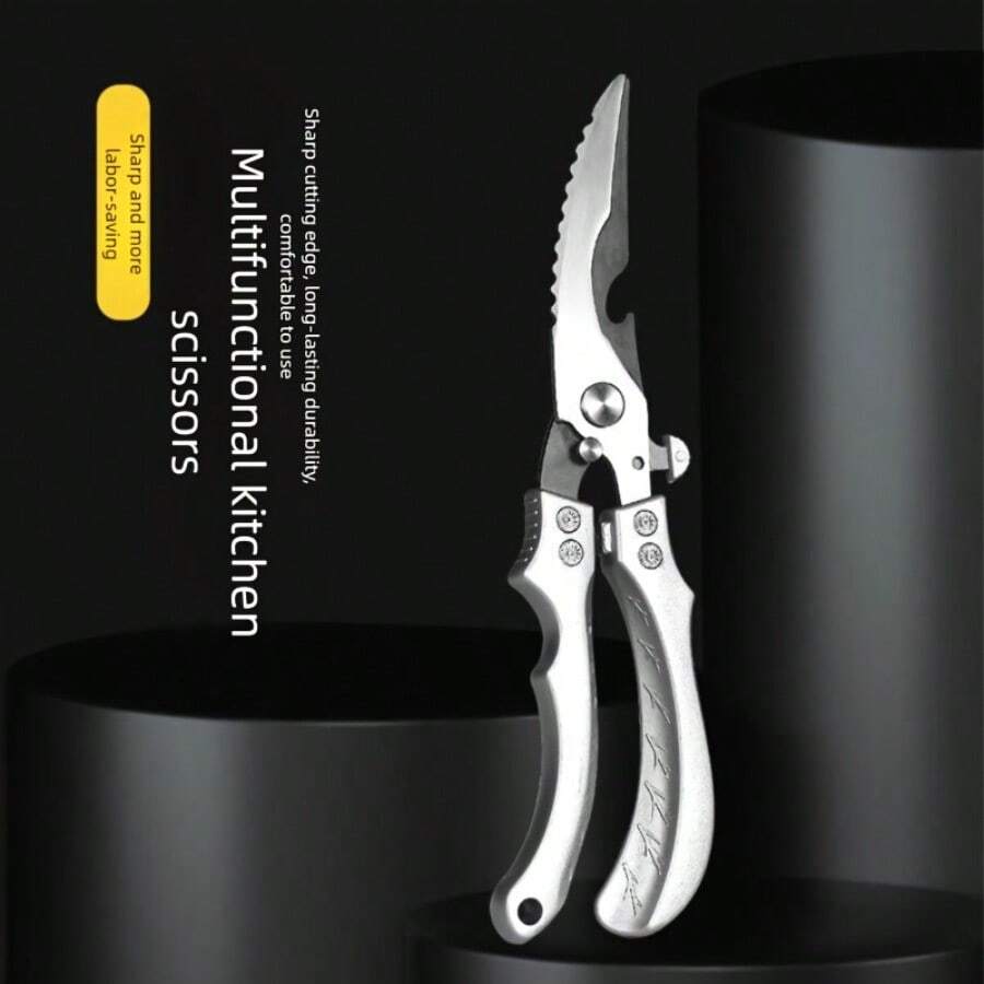 Tijeras de cocina de acero inoxidable de alta resistencia - Tijeras multi-funcionales extra grandes para cortar aves y huesos con mangos ergonómicos para cocinar, hornear, carne, verduras - Uso profesional de chef y cocina del hogar, tijeras para aves de corral, hoja afilada