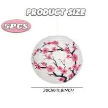 3pcs/5pcs Set Of Plum Blossom Lantern, Cherry Blossom Hanging Paper Lantern, Crane Lantern (Excluding Light), Decor For Oriental Chinese Restaurant, Japanese Home, Wedding Party, New Year, Birthday, Bathroom Hanging
