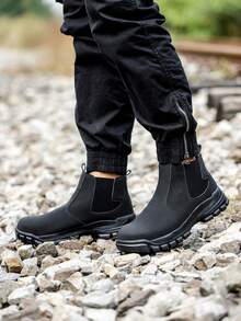 Shoes/Men's Boots/Men's Shoes/Men's Work Safety Shoes High-Top Yellow Slip-On Safety Work Boots Anti-Smashing Anti-Pier Climbing Boots Industrial Construction Steel Toe Cap Spark Cut-Proof Work Shoes Outdoor Sports Shoes Foot Protection Fashion Men's Shoes - 黑色 - 查看 2