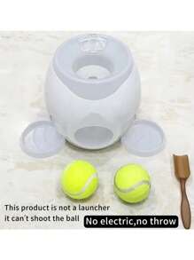 1pc Pet Interactive Snack Ball Feeder, Double Hole Dog Treat Dispenser (Includes 2 Tennis Balls + Plastic Scoop)