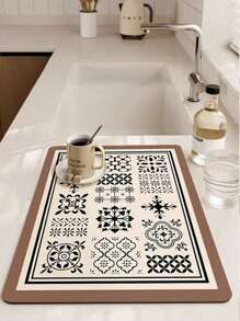 1pc American-Style Simple Kitchen Drain Mat, Coffee Machine Mat, Quickly Absorb Water, Keep The Countertop Dry