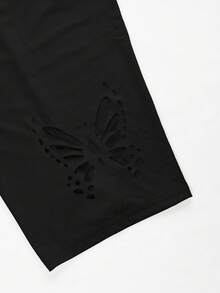 Quần legging bó sát họa tiết bướm màu trơn mùa hè dành cho nữ Plus - màu đen - Xem 4