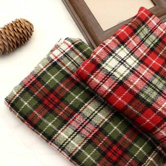 1Pc Christmas Plaid Fabric - 57x19.68Inch(145x50cm) Charm Yarn-Dyed Checked Cloth Quilting Fabric Scraps For DIY Crafting Sewing Patchwork