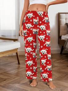 Printstory Custom Women Pajama Pants With Unique Couple Photo, Celebrity Or Pet Face Replacement, Festive Design For Christmas And Holiday Seasons - Multicolor - View 5