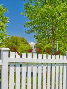 [Rustikale Oberfläche] [Erntedankfest] [Halloween] 5 Stücke dekorative Metallvogel-förmige Silhouetten-Skulptur, rostig, batteriefrei, geeignet für Hochzeitsdekoration, Außengärten, Innenhöfe, Zäune, Halloween - Verschiedenfarbig - Übersicht 7