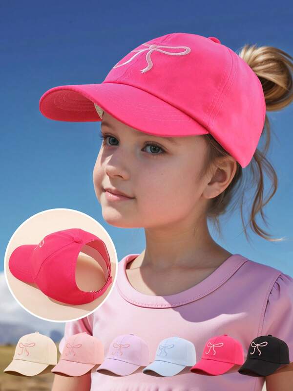 1 pieza Gorra de béisbol para niños para primavera y verano, gorra de béisbol con parte superior vacía para niñas, sombrero de sol con ión UV para coleta, sombrero de sol para primavera y otoño para actividades diarias al aire libre, para niños de 3 a 10 años