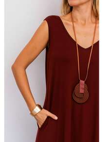 Women's Plus Size Tank Dress With Pocket 42 To 46 - 紫紅色 - 查看 5